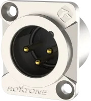 ROXTONE RX3MDWP-NG Разъем cannon (XLR) панельный папа 3-х контактный пыле- и влаго-защищенный для тяжелых условий эксплуатации со степенью защиты IP66. Цельнометаллический корпус с прочной конструкцией, обеспечивающий длительный срок службы и обеспечивающ