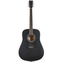 SX SD104BK Гитара акустическая, корпус: липа, гриф: окуме, накладка грифа и нижний порожек: палисандр, колки: хромированное покрытие, цвет черный матовый
