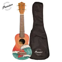Bamboo bu-21 orange wave  укулеле сопрано с чехлом, рисунок - волны