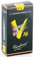 Soprano saxophone reeds Vandoren V16 SR7125 - V16 unfiled soprano saxophone reed with medium-thick heart with strength 2.5. Price per pack of 10 pieces