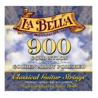 Струны для классической гитары la bella elite 900 - дисканты из золотистого нейлона и полированные басы с обмоткой золотистым сплавом. средне-сильное натяжение