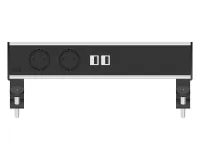 ABL 2A200218- Настольная розеточная станция серии Flexi с 2 розетками, 2xUSB-A и 2 слотами для IMP, черная с серебристым