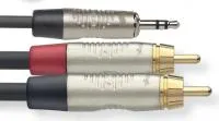STAGG NYC3/MPS2CMR - профессиональный аудио шнур, мини стерео Jack 1/8"- 2 тюльпана-папы RCA, разъемы NEUTRIK, длина 3 метра, черного цвета
