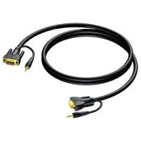 Procab CLV115/25- Кабель D-sub HD15 + miniJack 3,5 мм стерео (вилка-вилка) (AWG 28)