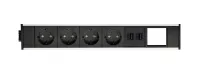 ABL 2M20F4F4- Розеточная станция серии Link с 4 розетками, 2xUSB-A и 1 слотом для IMP, черная с серебристым (2M200409)