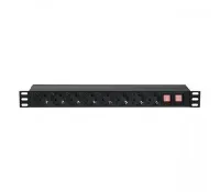 Showtec 19" 1U MAIN POWER STRIP 16 Cиловой разветвитель в рэковом исполнении. Входной кабель 1,5 м. 16 выходов Schuko (с лицевой и тыльной стороны)