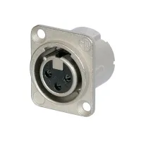 Neutrik NC3FD-LX-0- Панельный разъем XLR 3-pin (розетка) с фланцем типа D и двойным заземляющим контактом, под пайку, без защелки