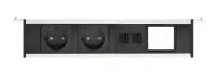 ABL 2M80F2F4- Розеточная станция серии Level тип F (Level-F) с 2 розетками, 2xUSB-A и 1 слотом для IMP, черная с серебристым