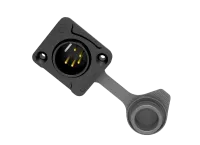 Seetronic J5F2C-W-B- Панельный разъем XLR 5-pin (вилка) с фланцем типа D для наружного применения (IP65), под пайку, черный