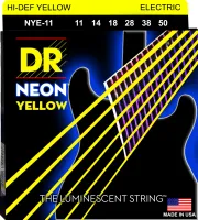 DR NYE-11 - струны для электрогитары, Калибр: 11-50, Серия: HI-DEF NEON™, Обмотка: посеребрёная/никелированая сталь, Покрытие: люминесцентное