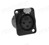 Разъем XLR панельный, 3 контакта, штекер, тип-D, корпус черного цвета, позолоченные контакты ЦБ-ЦБ013209 Разъем XLR панельный, 3 контакта, штекер, тип-D, корпус черного цвета, позолоченные контакты