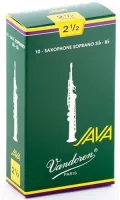 Soprano saxophone reeds Vandoren Java SR3025 - Java soprano saxophone reed with thicker tip and longer flexible palette with strength 2.5. Price per pack of 10 pieces