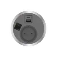 ABL 2F22F1A4- Встраиваемая розетка серии Port El с 1xUSB-A, 1xUSB-C и 1xRJ45 Cat6A, серая (2F220104)