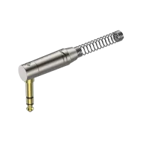 ROXTONE RJ3RPP-NG Разъем, 6,3mm Stereo Male Jack(угловой) с пружиной. цвет: сереброб, покрытие контактов: Золото. Максимальные размер кабеля: 7мм с пружиной, 8,5мм без пружины. 1шт в блистере, 20шт в коробке, 400 шт в мастер упаковке размером: 46х36х30см
