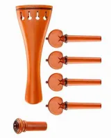 Violin accessory set Acura Meister Ultimo VS-NSRT242 - Ultimo grade 3/4-4/4 violin accessory set of boxwood with rosewood trim. Heart pegs, tailpiece of round design and inSight end pin.