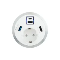 ABL 2F210113- Встраиваемая розетка серии Port El с 1xUSB-A, 1xUSB-C, 1xUSB-A 3.0 и 1xHDMI, белая