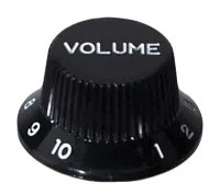 GEWA 556.010 ручка регулятора громкости для электрогитары (тип Stratocaster), для потенциометров с 6 мм осью с насечкой, пластиковая, чёрная, Partsland