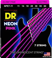 NPE7-11 Neon Pink Комплект струн для 7-струнной электрогитары, никелированные,с покрытием, 11-60, DR