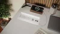 ABL 2G4WF2A4- Встраиваемая розеточная станция Aero Flip-S с 2 розетками, 1xUSB-A, 1xUSB-C и 1 слотом для IMP, белая