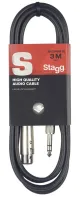 STAGG SAC3PSXF DL- профессиональный аудио  шнур XLR (F) - стерео джек 1/4 ", серия DELUXE, металлическеи PRO разъемы, длина 3 метра, черного цвета.