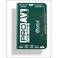 RADIAL PRO-AV1 - мультимедиа дибокс, входы/thru 1/8" ,1/4" TRS, 2x RCA, 1x XLR, выход 1x XLR