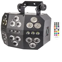 STAGE4 WASHBANK 18x8WU-9S Прибор световых эффектов, источник света WASH: 18*8W RGBWUV 5-in-1 LEDs, STROB: 9*1W White SMD LEDs , DMX-512 – 3,6,10,37 кан., строб, электронный диммер 0-100%, Master-slave/Auto/Sound/IR, питание 100/240V AC 60/50Hz, мощность 1