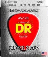 DR SIB5-45 - струны для 5-струнной бас-гитары, Калибр: 45-125, Серия: SILVER STARS™, Обмотка: посеребрёные, Покрытие: есть