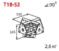 ИМЛАЙТ T18-52 Стыковочный узел для 5-ти ферм под 90 градусов, d28х2 \ d16х2мм. Крепежный размер 100мм, М8.