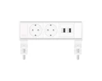 ABL 2A21F2F3- Настольная розеточная станция серии Flexi с 2 розетками и 2xUSB-A, белая с серебристым (2A210216)