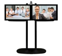 B-Tech BT8521/SS - Стойка для двух 42" ЖК-мониторов с полкой для камеры, цвет - серебряное основание/серебряные штанги