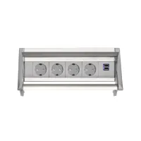 ABL 2F020408- Встраиваемая розеточная станция серии Aero Flip с 4 розетками и 2xUSB-A, серая