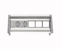 ABL 2F020206- Встраиваемая розеточная станция серии Aero Flip с 2 розетками и 3 слотами для IMP, серая
