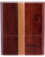 Box for reeds Bambu RB03 - Box for 8 soprano saxophone or clarinet reeds with an original retractable system of kancharan rosewood with double Patagonian cherry lenga and walnut strip