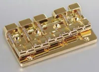 Bass guitar bridge Gotoh J510SJ-4-GG - Zinc bridge with steel saddles for 4-string bass guitar with GG finish, gilded