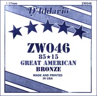 ZW046 Отдельная струна для акустической гитары, бронза 85/15, 046, D'Addario