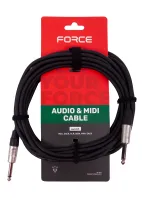 FORCE FGC-20/6 - Шнур гитарный Jack1/4"(M)-Jack1/4"(M) (5мх6мм), металлические разъемы, цвет - черный, длина 6 метров