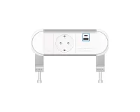 ABL 2A01F1A3- Настольная розеточная станция серии Chroma с 1 розеткой, 1xUSB-A, 1xUSB-C, белая с серебристым (2A010109)
