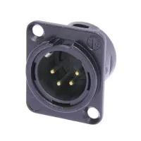 Neutrik NC4MD-L-B-1 Разъем XLR панельный, 4 контакта, штекер, тип-D, черный, позолоч. контакты