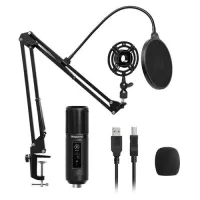 Maono AU-PM422 USB-микрофон, конденсаторный кардиоидный. Пантограф, держатель, поп-фильтр, ветрозащи