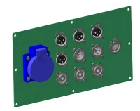 ИМЛАЙТ Панель лючка ПЛ.26.15. (1SCHUKO-4XLRf-2XLRm-1RJ45 EtherCON-3Speakon) Размер панели 246х136,  разъем XLR - 3pin. Цвет черный.