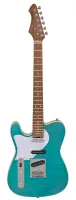 ARIA 615-MK2-L TQBL - леворукая электрогитара, 6 струн, 22 лада, корпус тополь с топом из волнистого клёна, гриф морёный клён, на болтах, звукосниматели 3 сингла, регуляторы 1 громкость, 1 тон, 3х позиционный переключатель, цвет Turquoise Blue