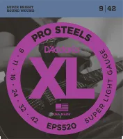 D`addario eps520  струны для электрогитары pro steels, сталь, 9-42, super light
