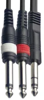 FORCE FLC-25/3  аудио шнур, инсертный, "стерео" джек 1/4" --- 2 x джек 1/4" , "моно" - длина 3 метра, черного цвета
