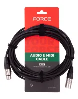 FORCE FMC-14/6 - Шнур микрофонный XLR (F) -XLR (M)  (5мх6мм), металлические разъемы с позолоченными контактами, цвет - черный. Длина 6 метров
