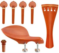 Violin accessory set Acura Meister Ultimo VS-NSGRT222 - Ultimo grade 3/4-4/4 violin accessory set of boxwood with boxwood trim. Heart pegs, tailpiece of round design, Guarneri chin rest with English mount and inSight end pin.