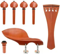 Violin accessory set Acura Meister Preciso VS-NSGHL752 - Preciso grade 3/4-4/4 violin accessory set of boxwood with ebony trim. Heart pegs, Hill tailpiece, Guarneri chin rest with English mount and inSight end pin.