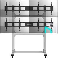 Onkron FSPRO2L-22-S - Напольный мобильный стенд для видеостены 2х2 из 4х дисплеев 40”-55", серебристый