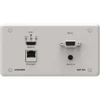 Kramer [wp-20/eu(w)-86] передатчик vga/hdmi, rs-232 и стерео аудио по витой паре hdbaset; поддержка 4к60 4:2:0, цвет белый