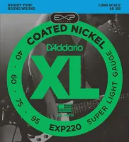EXP220 Coated Nickel Wound Комплект струн для бас-гитары, с покрытием, Super Light, 40-95, D'Addario