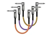 Kirlin IWC3B-203PN 0.15M 3 - кабель соединительный (3 шт.), Разъемы: 1/4" угловой моноджек - 1/4" угловой моноджек, никелированные, Материал проводник